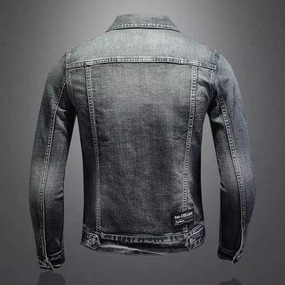 Men's Vintage Denim Jacket High Street Trend Loose Street Riding Biker Clothing Handsome Casual Buttoned Lapel Men's Clothing - ZOOMNSTORE