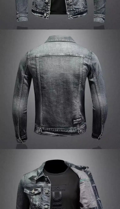 Men's Vintage Denim Jacket High Street Trend Loose Street Riding Biker Clothing Handsome Casual Buttoned Lapel Men's Clothing - ZOOMNSTORE