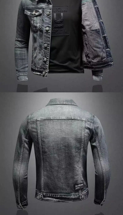 Men's Vintage Denim Jacket High Street Trend Loose Street Riding Biker Clothing Handsome Casual Buttoned Lapel Men's Clothing - ZOOMNSTORE