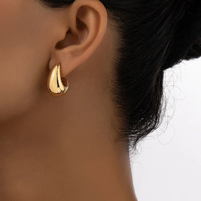 Vintage Drop Earrings – Chunky Dome Gold Plated Teardrop Studs For Women - ZOOMNSTORE