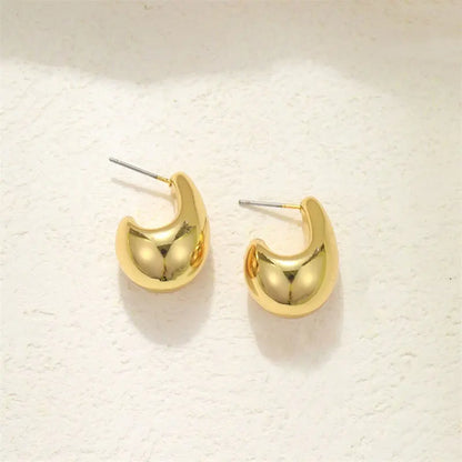 Vintage Drop Earrings – Chunky Dome Gold Plated Teardrop Studs For Women - ZOOMNSTORE