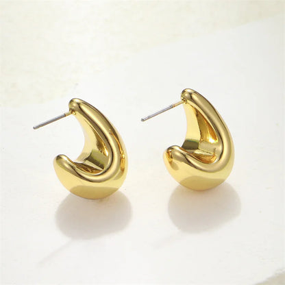 Vintage Drop Earrings – Chunky Dome Gold Plated Teardrop Studs For Women - ZOOMNSTORE