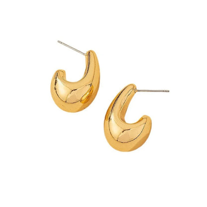 Vintage Drop Earrings – Chunky Dome Gold Plated Teardrop Studs For Women - ZOOMNSTORE