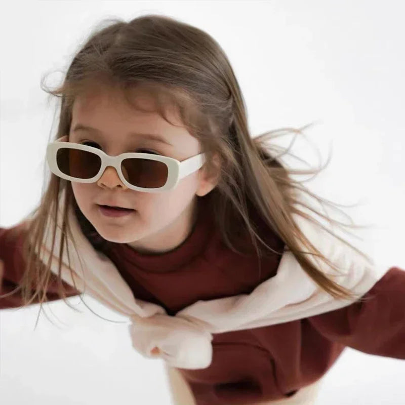 Vintage Frosted Rectangle Sunglasses - UV400 Kids Eyewear for Boys and Girls - ZOOMNSTORE