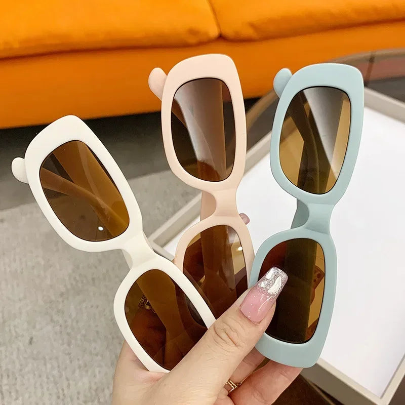 Vintage Frosted Rectangle Sunglasses - UV400 Kids Eyewear for Boys and Girls - ZOOMNSTORE