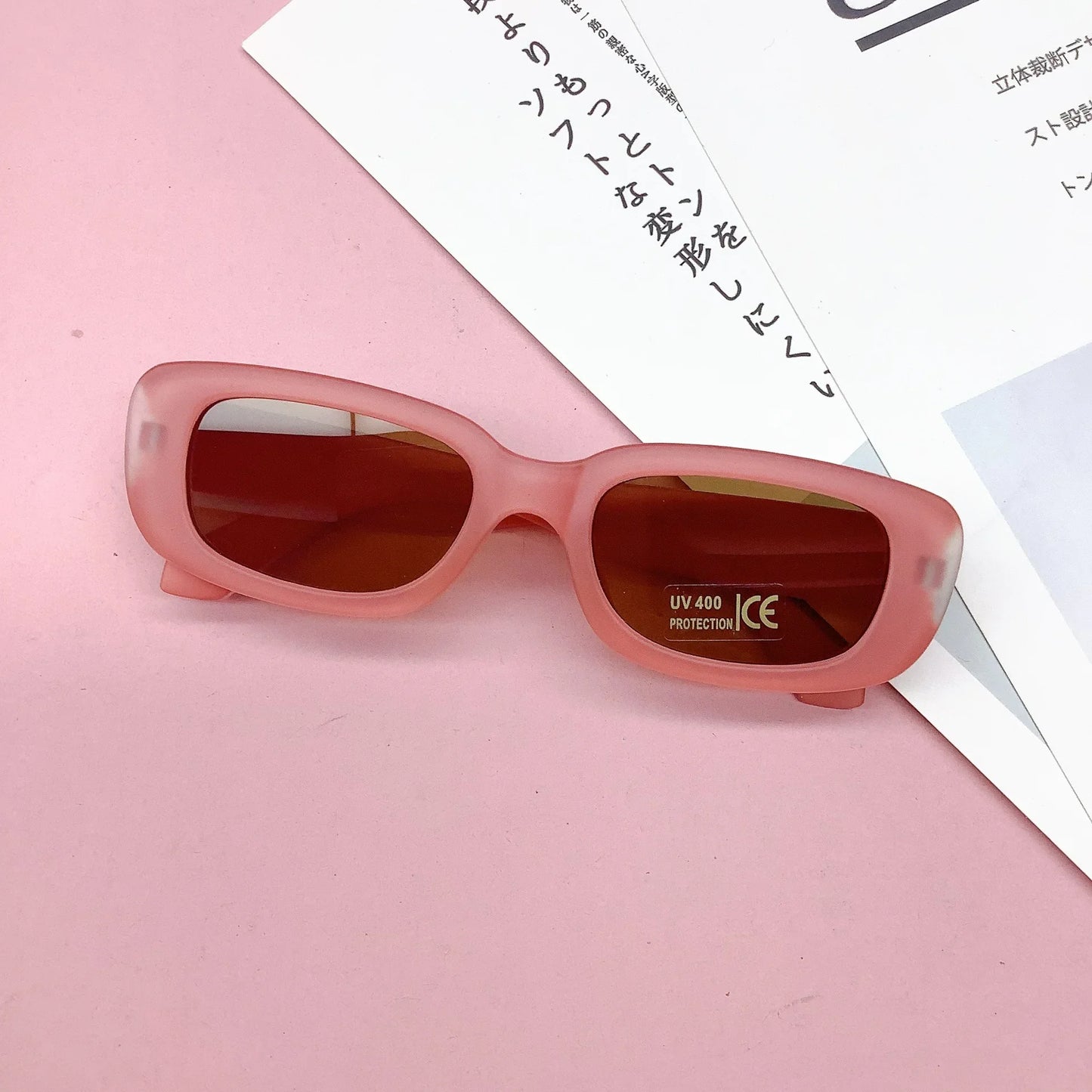 Vintage Frosted Rectangle Sunglasses - UV400 Kids Eyewear for Boys and Girls - ZOOMNSTORE