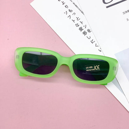 Vintage Frosted Rectangle Sunglasses - UV400 Kids Eyewear for Boys and Girls - ZOOMNSTORE