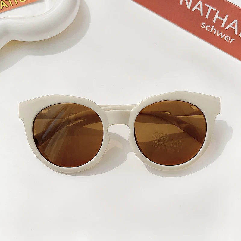 Vintage Frosted Round Sunglasses - UV400 Sun Protection for Kids - ZOOMNSTORE