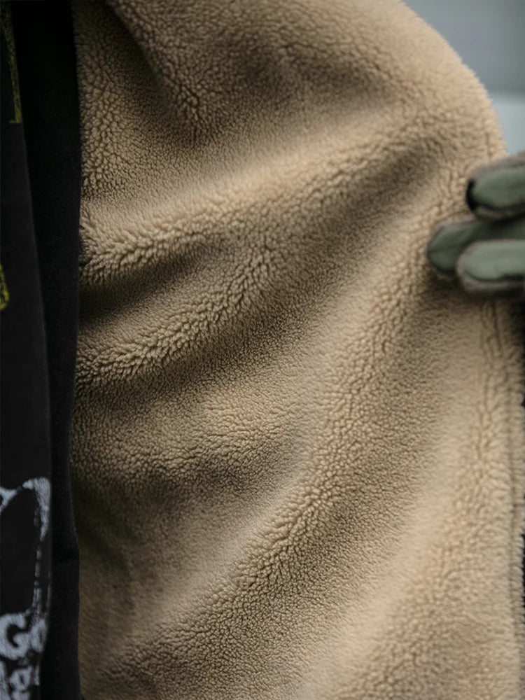 Vintage Japanese Polar Fleece Jacket - Mens Thick Winter Coat Korean Streetwear Trendy Warm Outerwear - ZOOMNSTORE