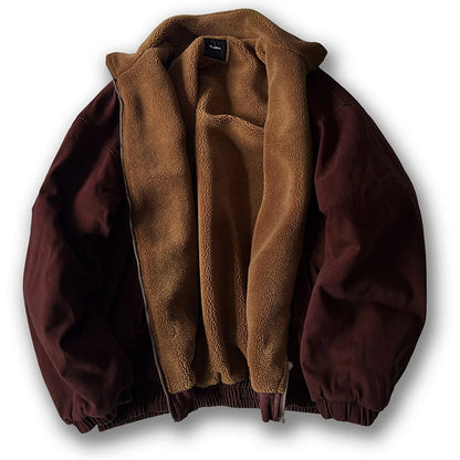 Vintage Japanese Polar Fleece Jacket - Mens Thick Winter Coat Korean Streetwear Trendy Warm Outerwear - ZOOMNSTORE