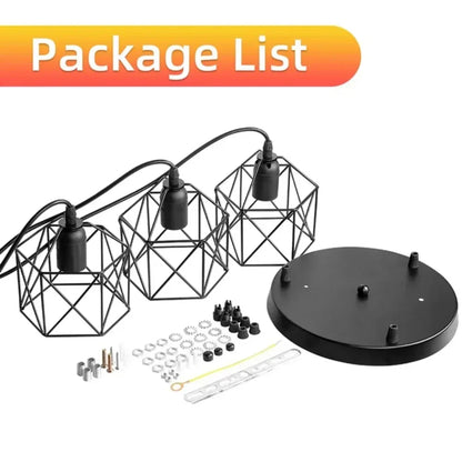 Vintage LED Chandelier - Nordic Pendant Light With Adjustable Metal Cage For Kitchen - ZOOMNSTORE