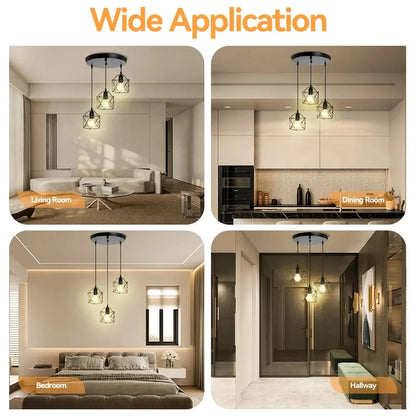 Vintage LED Chandelier - Nordic Pendant Light With Adjustable Metal Cage For Kitchen - ZOOMNSTORE