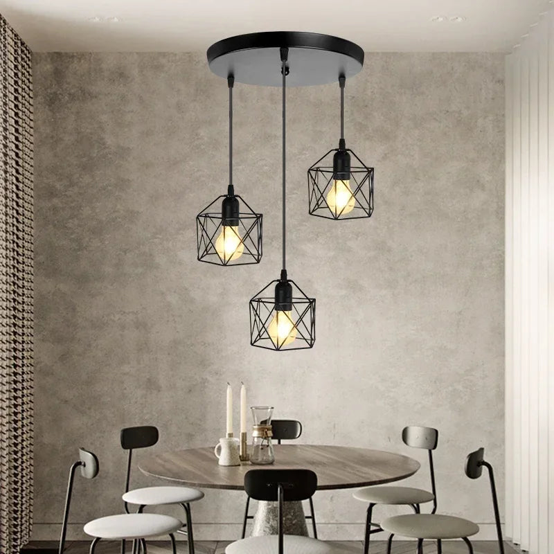 Vintage LED Chandelier - Nordic Pendant Light With Adjustable Metal Cage For Kitchen - ZOOMNSTORE