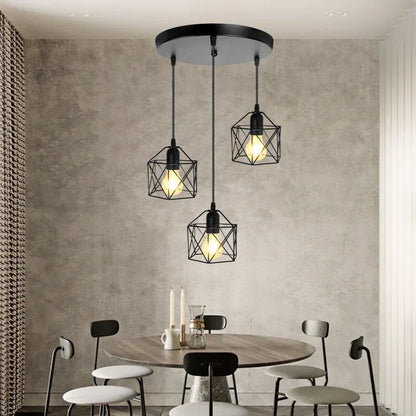Vintage LED Chandelier - Nordic Pendant Light With Adjustable Metal Cage For Kitchen - ZOOMNSTORE