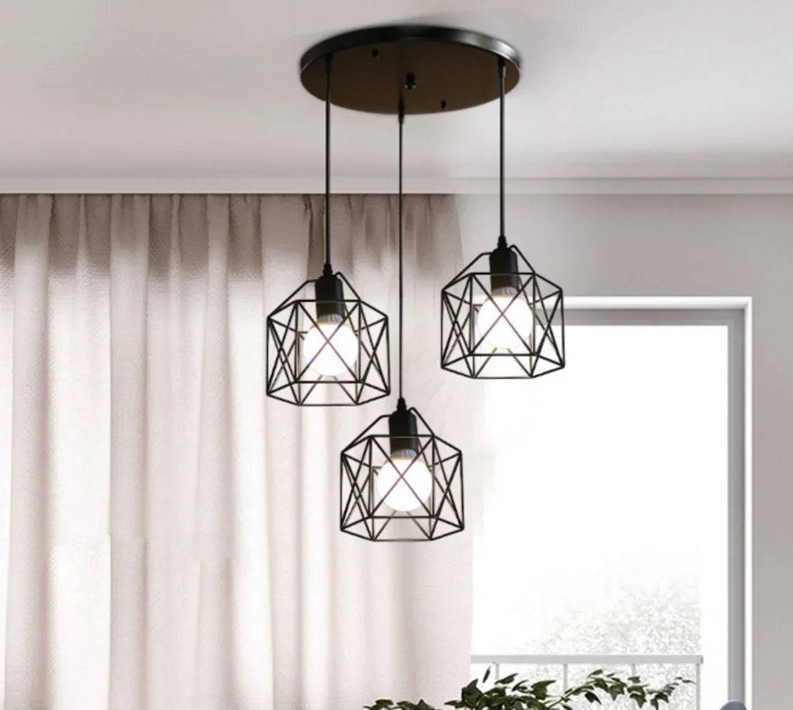 Vintage LED Chandelier - Nordic Pendant Light With Adjustable Metal Cage For Kitchen - ZOOMNSTORE