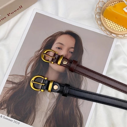 Mens Vintage PU Leather Belt - Classic Oval Buckle for Casual Wear and Gifting - ZOOMNSTORE