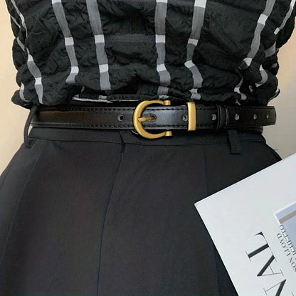 Mens Vintage PU Leather Belt - Classic Oval Buckle for Casual Wear and Gifting - ZOOMNSTORE