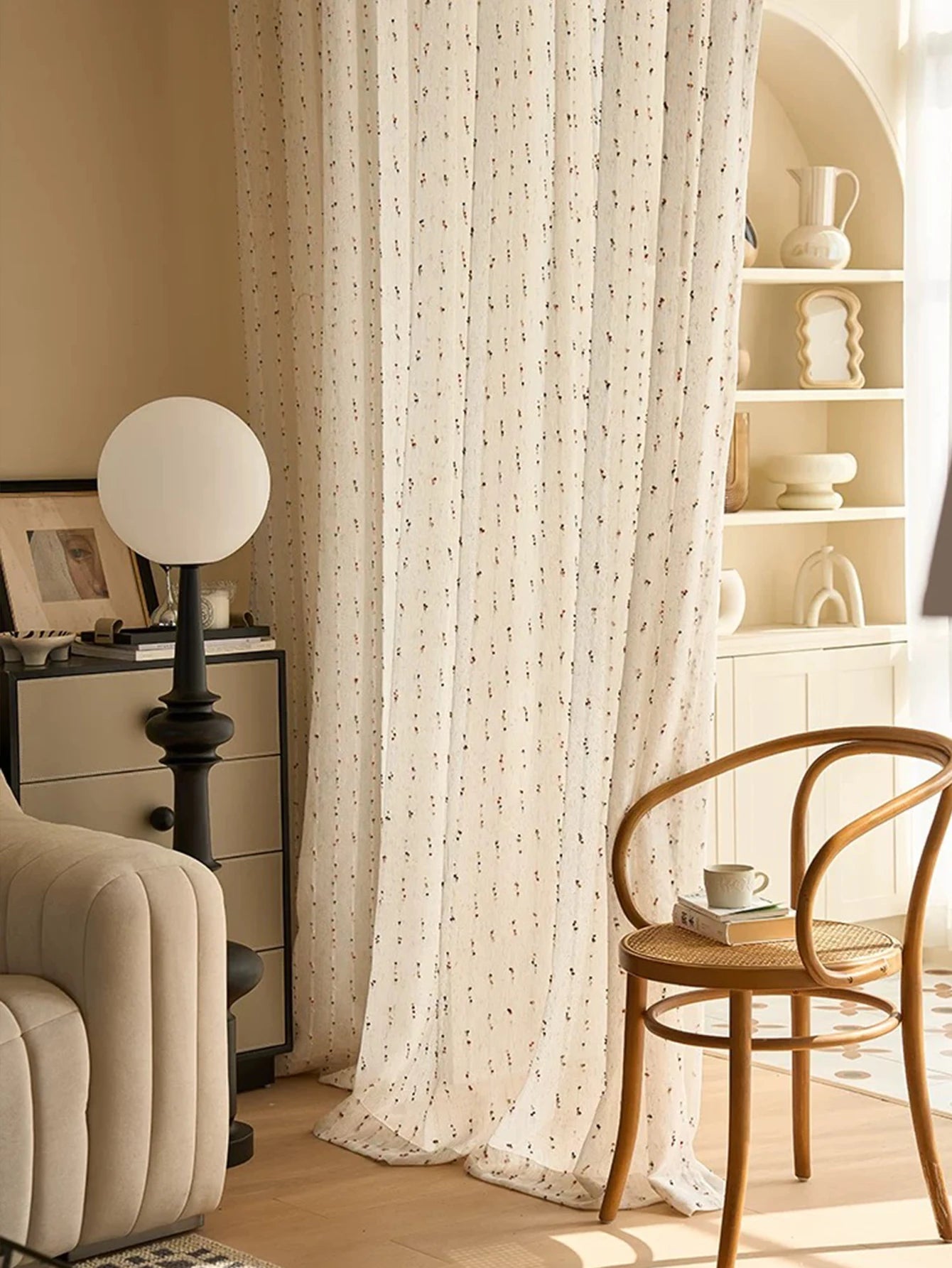 Vintage Linen Transparent Curtain - Rainbow Jelly Bean Design Easy to Hang Ideal for Bedroom  Living Room - ZOOMNSTORE