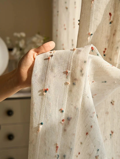Vintage Linen Transparent Curtain - Rainbow Jelly Bean Design Easy to Hang Ideal for Bedroom  Living Room - ZOOMNSTORE