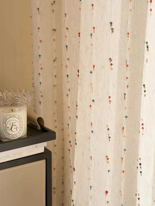 Vintage Linen Transparent Curtain - Rainbow Jelly Bean Design Easy to Hang Ideal for Bedroom  Living Room - ZOOMNSTORE
