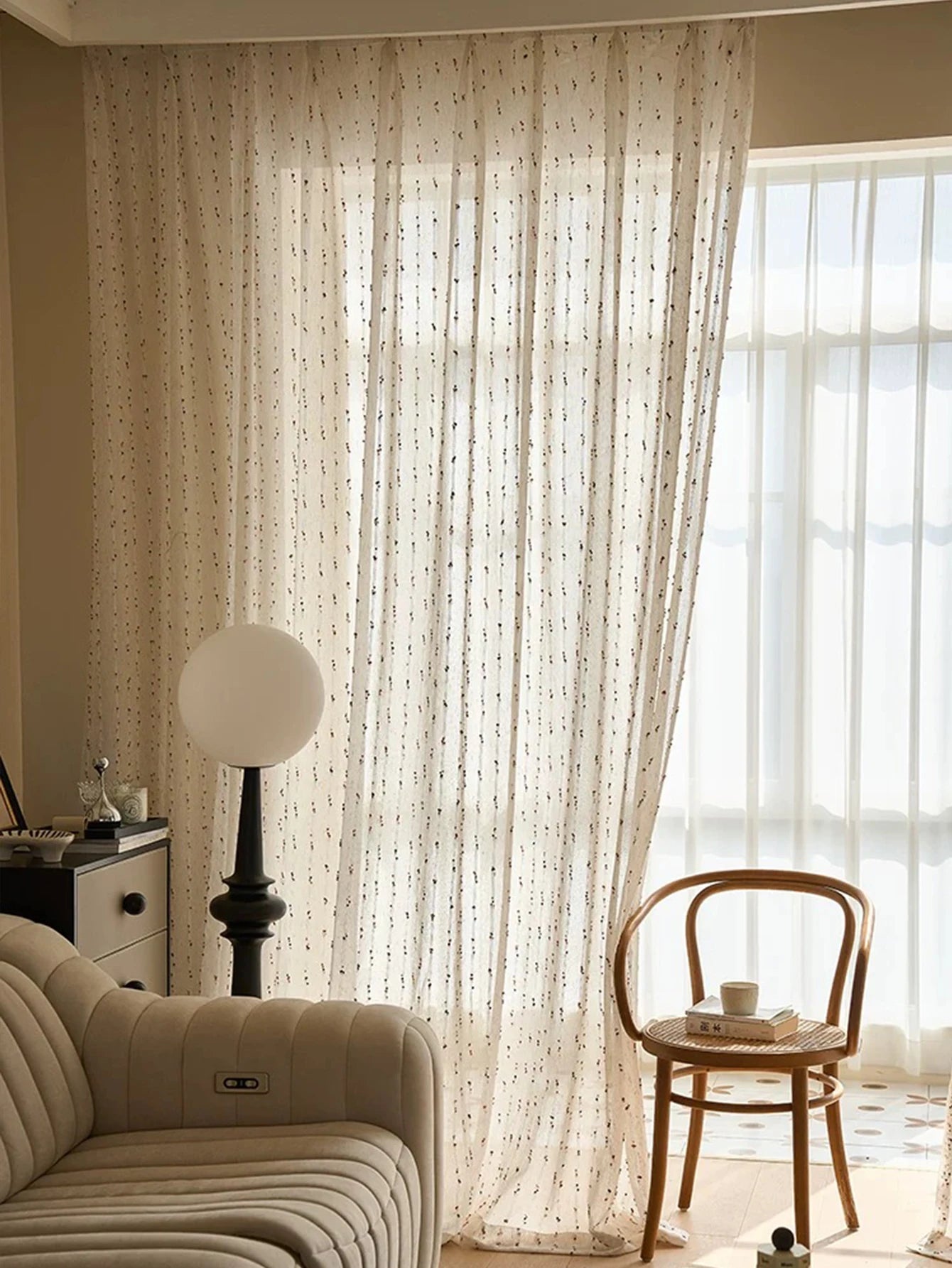 Vintage Linen Transparent Curtain - Rainbow Jelly Bean Design Easy to Hang Ideal for Bedroom  Living Room - ZOOMNSTORE