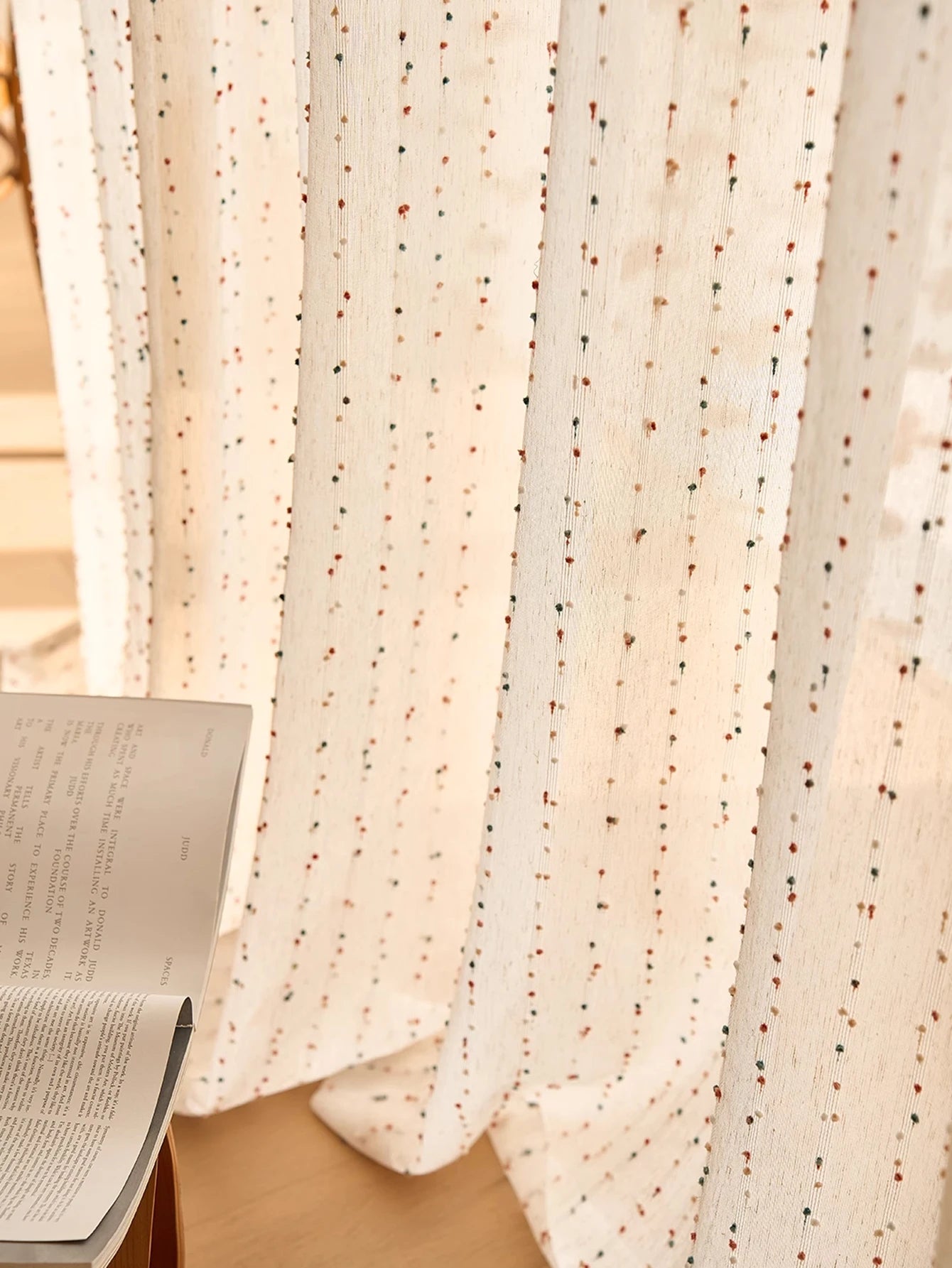 Vintage Linen Transparent Curtain - Rainbow Jelly Bean Design Easy to Hang Ideal for Bedroom  Living Room - ZOOMNSTORE