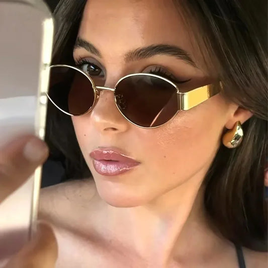 Vintage Oval Metal Sunglasses - Designer Fashion Eyewear 2024 - ZOOMNSTORE