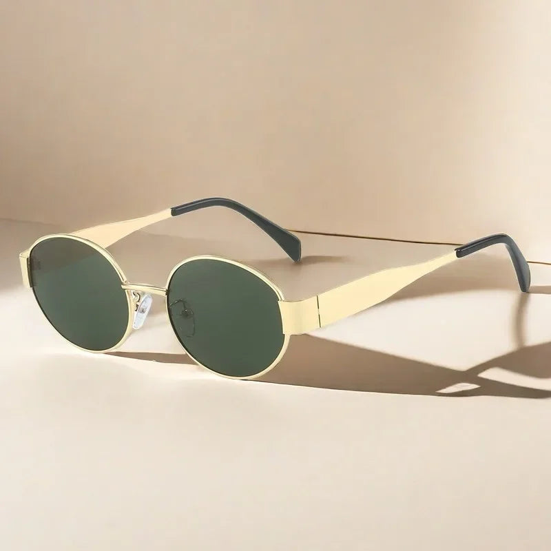 Vintage Oval Metal Sunglasses - Designer Fashion Eyewear 2024 - ZOOMNSTORE