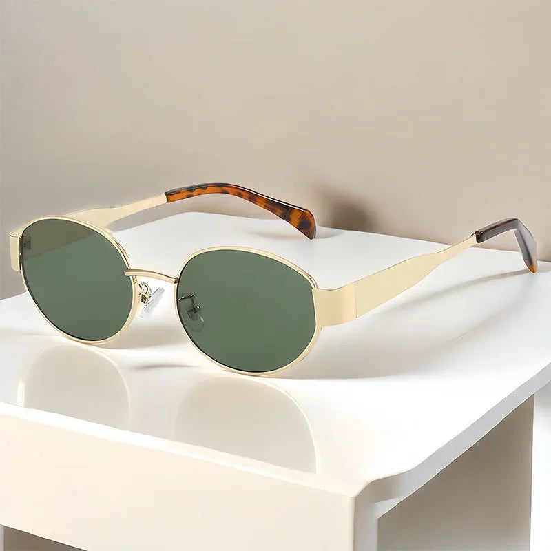 Vintage Oval Metal Sunglasses - Designer Fashion Eyewear 2024 - ZOOMNSTORE