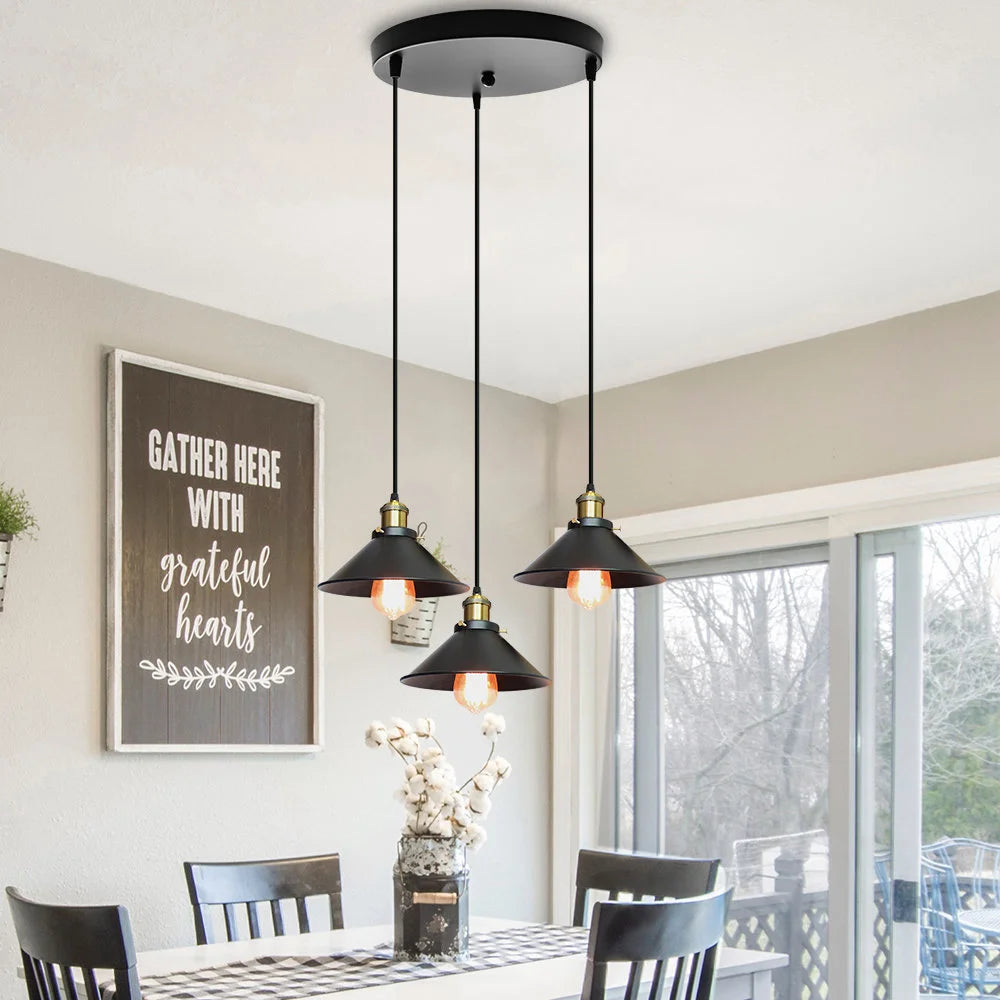 Vintage Industrial Pendant Light - Retro Chandelier with E27 Base for Home Lighting - ZOOMNSTORE