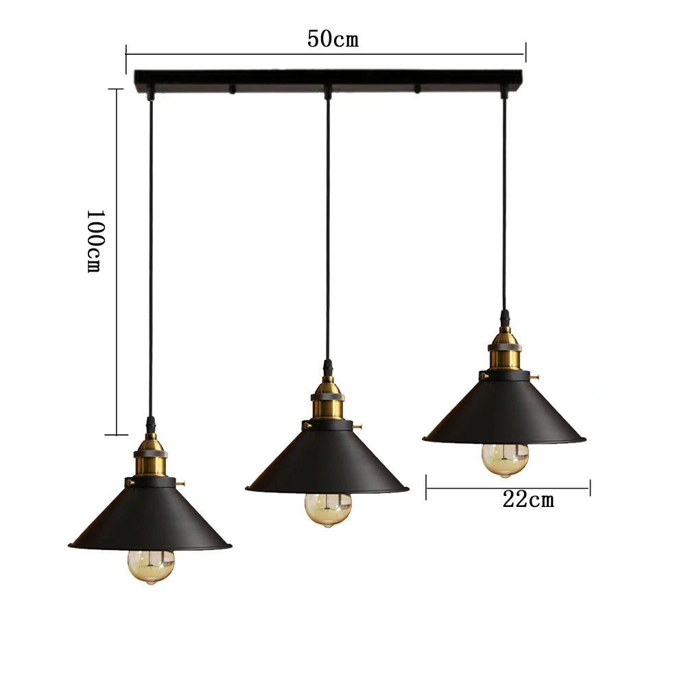Vintage Industrial Pendant Light - Retro Chandelier with E27 Base for Home Lighting - ZOOMNSTORE