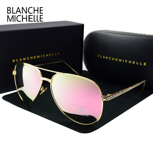 Vintage Polarized Pilot Sunglasses for Women - UV400 Mirror Sun Glasses with Box - ZOOMNSTORE