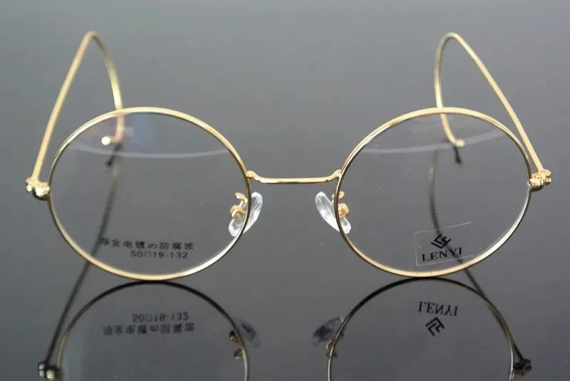 Vintage Round Eyeglasses - Small Round Glasses with Alloy Frame & Mirror Coating Lenses - ZOOMNSTORE