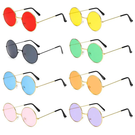 Vintage Round Sunglasses - UV400 Colorful Metal Sunglasses for Women and Men - ZOOMNSTORE