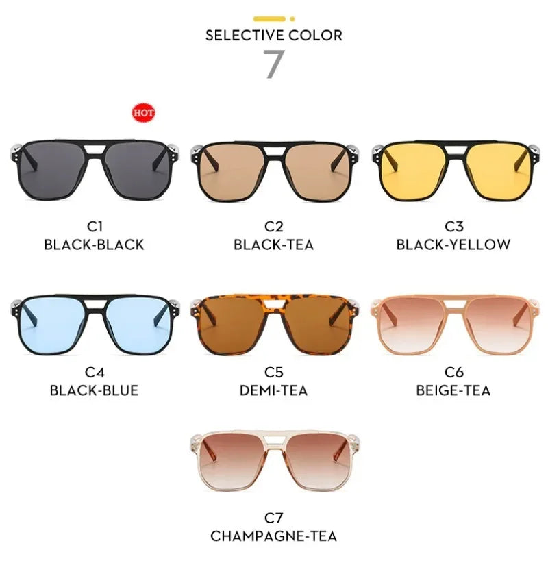 Vintage Square Sunglasses - Thick Frame UV400 Shades for Women and Men - ZOOMNSTORE