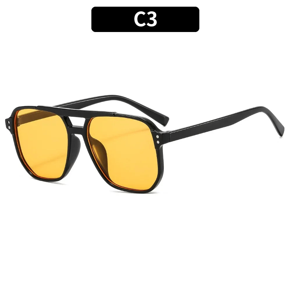 Vintage Square Sunglasses - Thick Frame UV400 Shades for Women and Men - ZOOMNSTORE