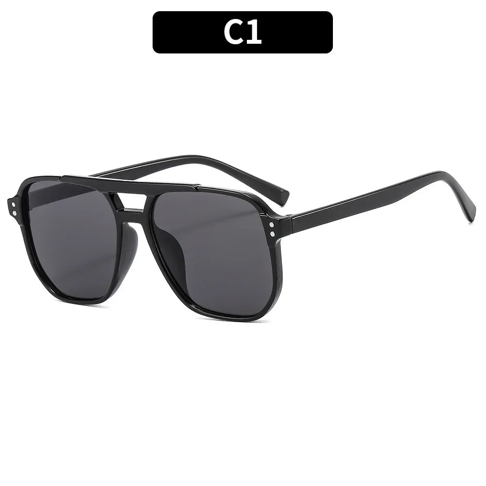 Vintage Square Sunglasses - Thick Frame UV400 Shades for Women and Men - ZOOMNSTORE