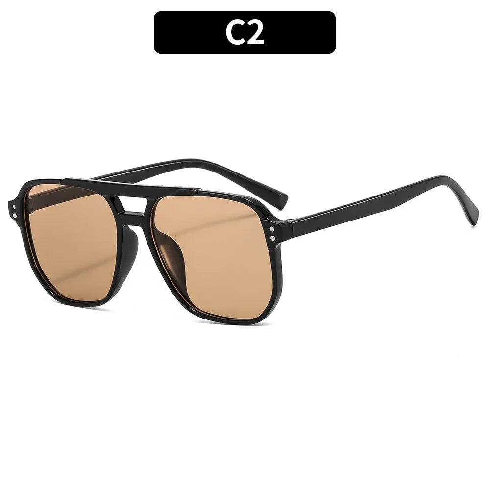 Vintage Square Sunglasses - Thick Frame UV400 Shades for Women and Men - ZOOMNSTORE
