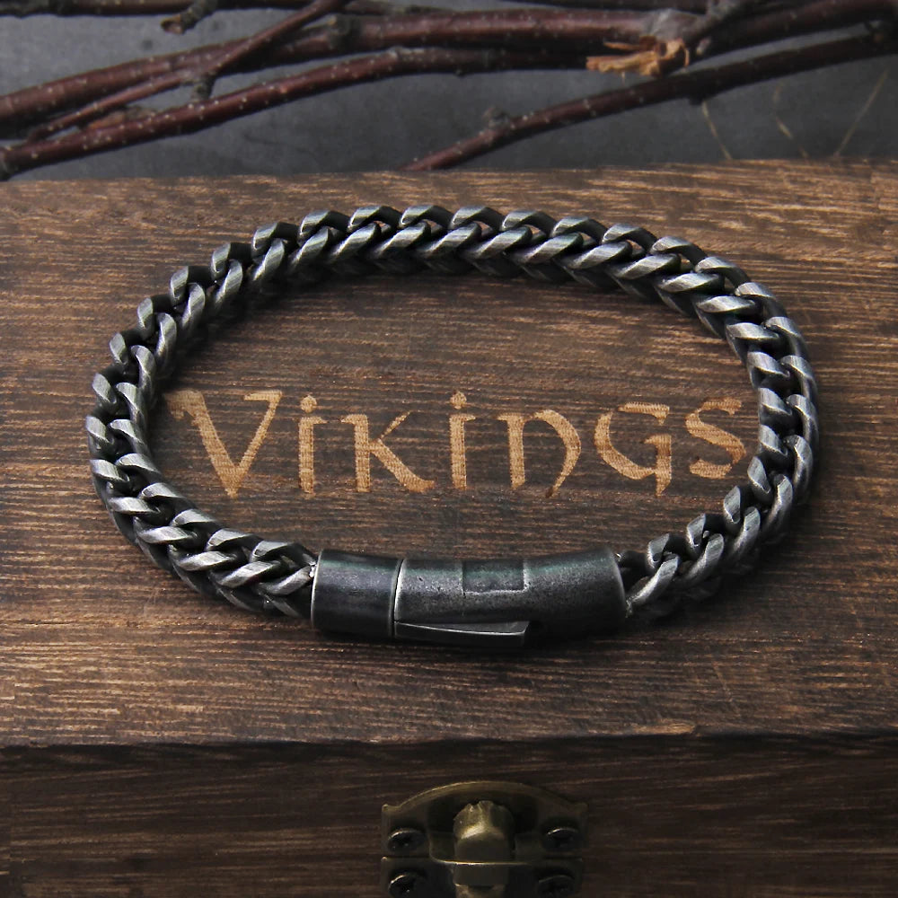 Vintage Stainless Steel Chain Link Bracelet - Handmade Punk Rock Motorcycle Jewelry for Men - ZOOMNSTORE