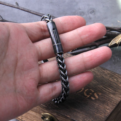Vintage Stainless Steel Chain Link Bracelet - Handmade Punk Rock Motorcycle Jewelry for Men - ZOOMNSTORE