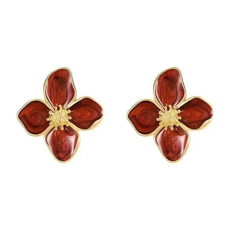 Vintage Stud Earrings – Hypoallergenic Gold Plated Flower Studs for Women’s Party - ZOOMNSTORE