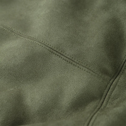 Vintage Suede Green Bomber Jacket Women Loose Lapel Full Sleeve Zipper Commute Coat 2025 Autumn Lady High Street All-match Coats - ZOOMNSTORE