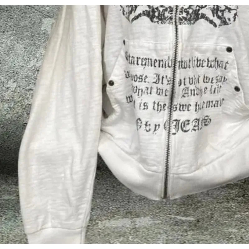 Vintage Y2K Hooded Sweatshirt - Womens Casual Streetwear Tunic Top - ZOOMNSTORE