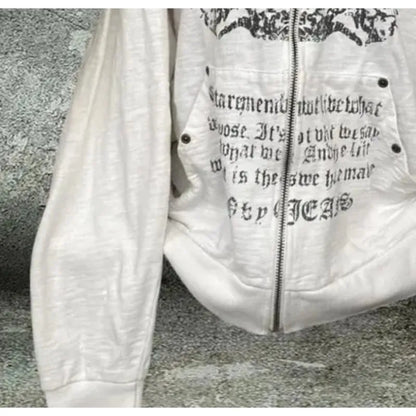 Vintage Y2K Hooded Sweatshirt - Womens Casual Streetwear Tunic Top - ZOOMNSTORE