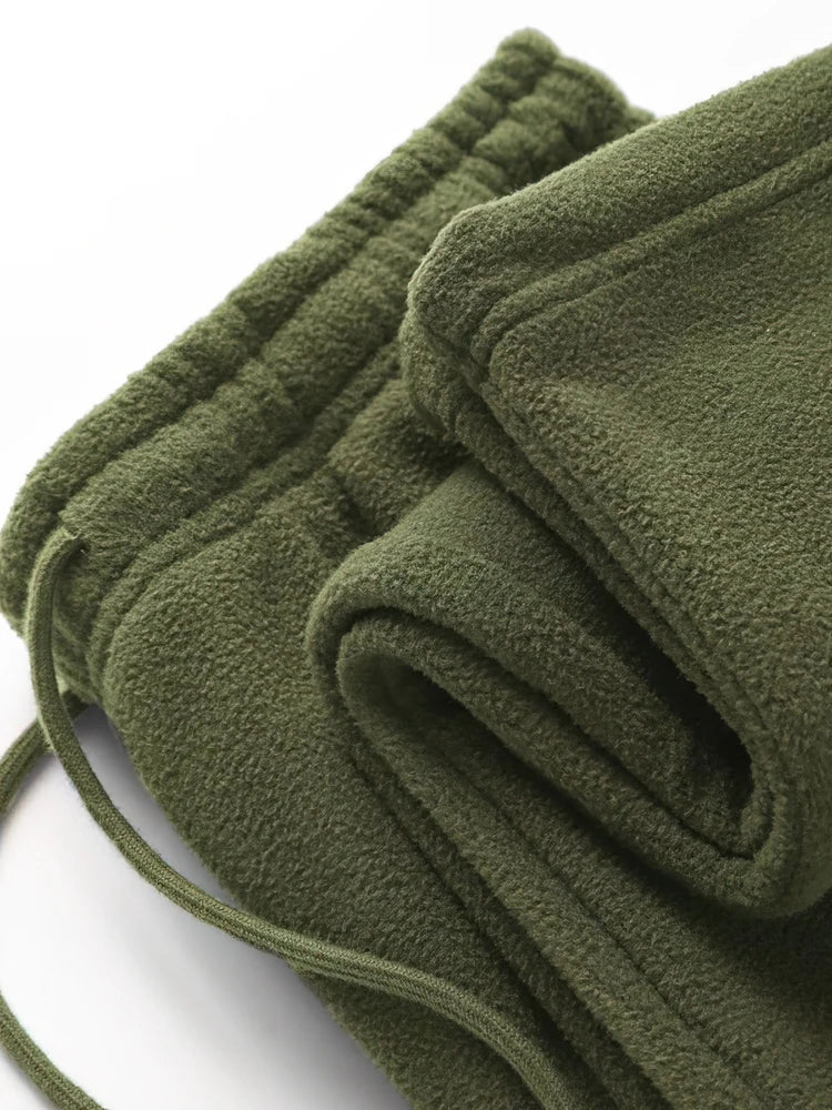 Vintage Thick Winter Casual Fleece Pants Men Wide leg Baggy Warm Sweatpants Male Drawing Jogger Pants Falls Trousers - ZOOMNSTORE