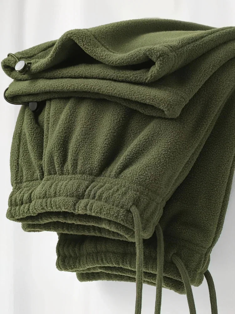 Vintage Thick Winter Casual Fleece Pants Men Wide leg Baggy Warm Sweatpants Male Drawing Jogger Pants Falls Trousers - ZOOMNSTORE