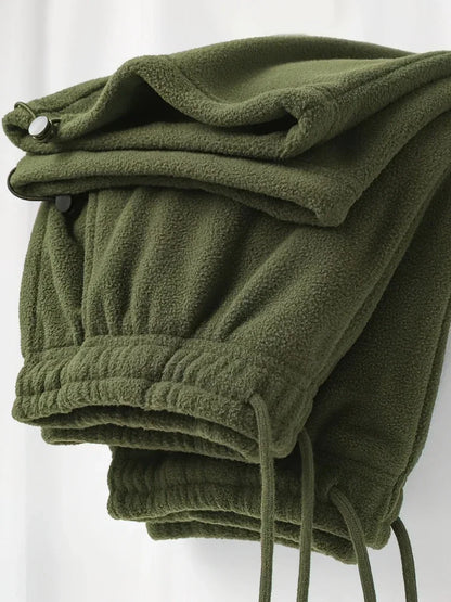 Vintage Thick Winter Casual Fleece Pants Men Wide leg Baggy Warm Sweatpants Male Drawing Jogger Pants Falls Trousers - ZOOMNSTORE