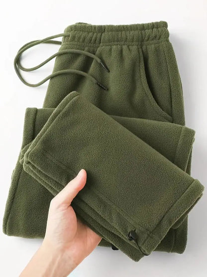 Vintage Thick Winter Casual Fleece Pants Men Wide leg Baggy Warm Sweatpants Male Drawing Jogger Pants Falls Trousers - ZOOMNSTORE