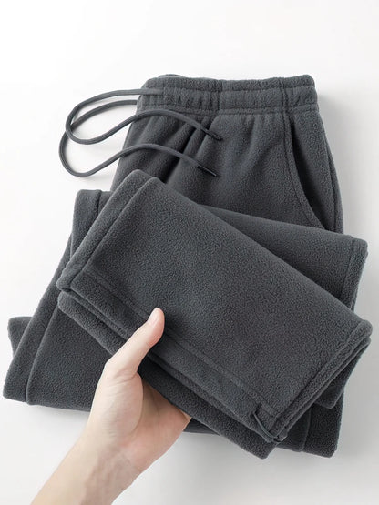 Vintage Thick Winter Casual Fleece Pants Men Wide leg Baggy Warm Sweatpants Male Drawing Jogger Pants Falls Trousers - ZOOMNSTORE