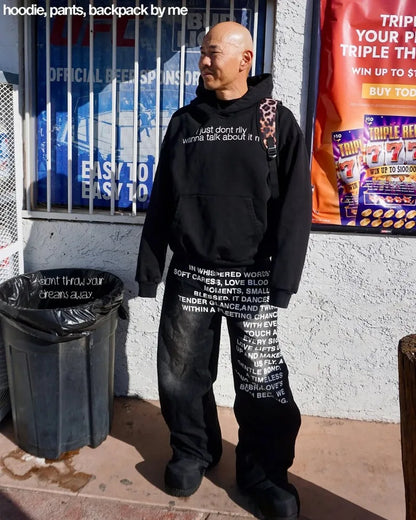 Vintage Y2K Mens Jeans - Gothic Streetwear Wide Leg Casual Fashion - ZOOMNSTORE